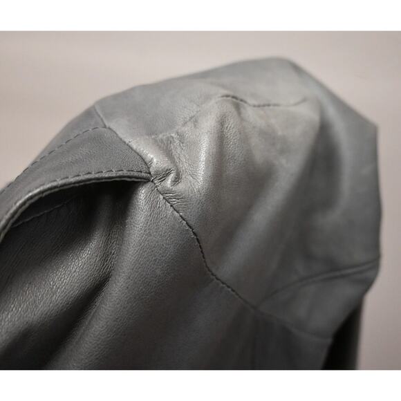 Roncarati | Gray Leather Moto Zip Jacket Size: 42 / Approx. US 8 - Picture 12 of 16